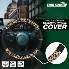 Montoya Steering Wheel Glove Cover Soft Grip Leopard Print Universal