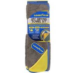 Goodyear 2pc Microfibre Valet Cloth Cloths Car Cleaning Drying Valeting Set