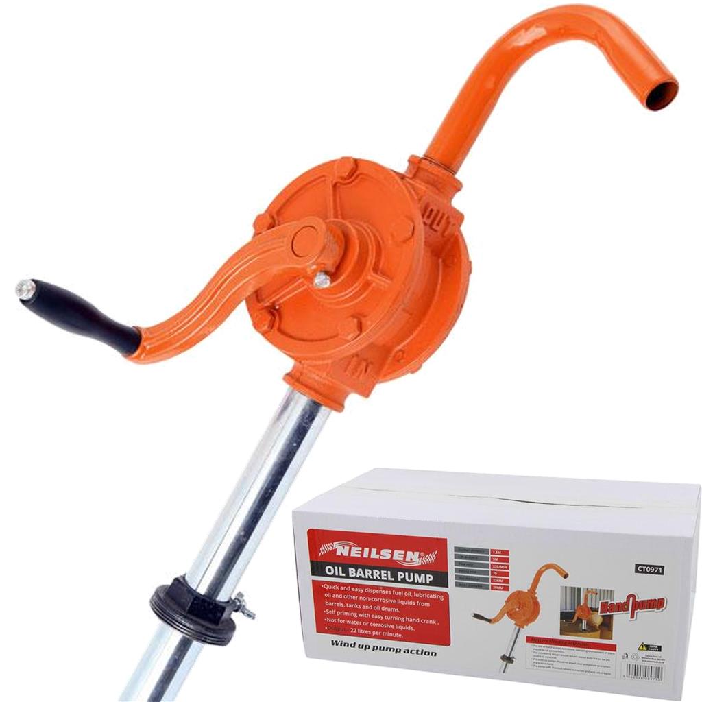 Neilsen 25mm Rotary Barrel Transfer Drum Syphon Hand Pump Oil Fuel Self Priming