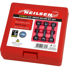 Neilsen 6pc Spline Bit Socket Set 1/2" Drive 45mm 75mm Long Sockets M14 - M18