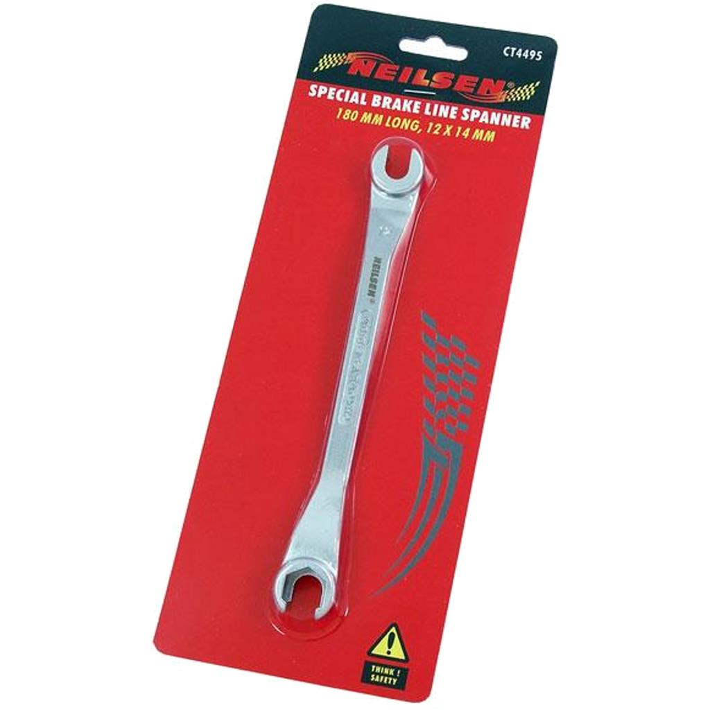 Neilsen Flare Nut Wrench Open-Ended Brake Line Pipe Spanner 12mm 14mm Tool