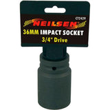 Neilsen 3/4" Drive Standard Deep Square Metric Single Impact Socket 36mm