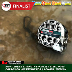 Dekton 5m Retractable Tape Measure Hollow Stainless Steel Tape Measure Home DIY