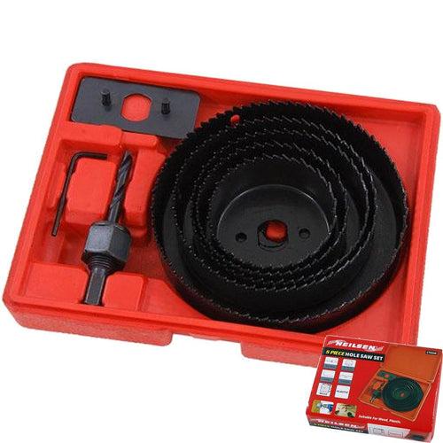 Neilsen 8pc Hole Saw Cutter Wood Plastic Holesaw Set 64mm - 127mm