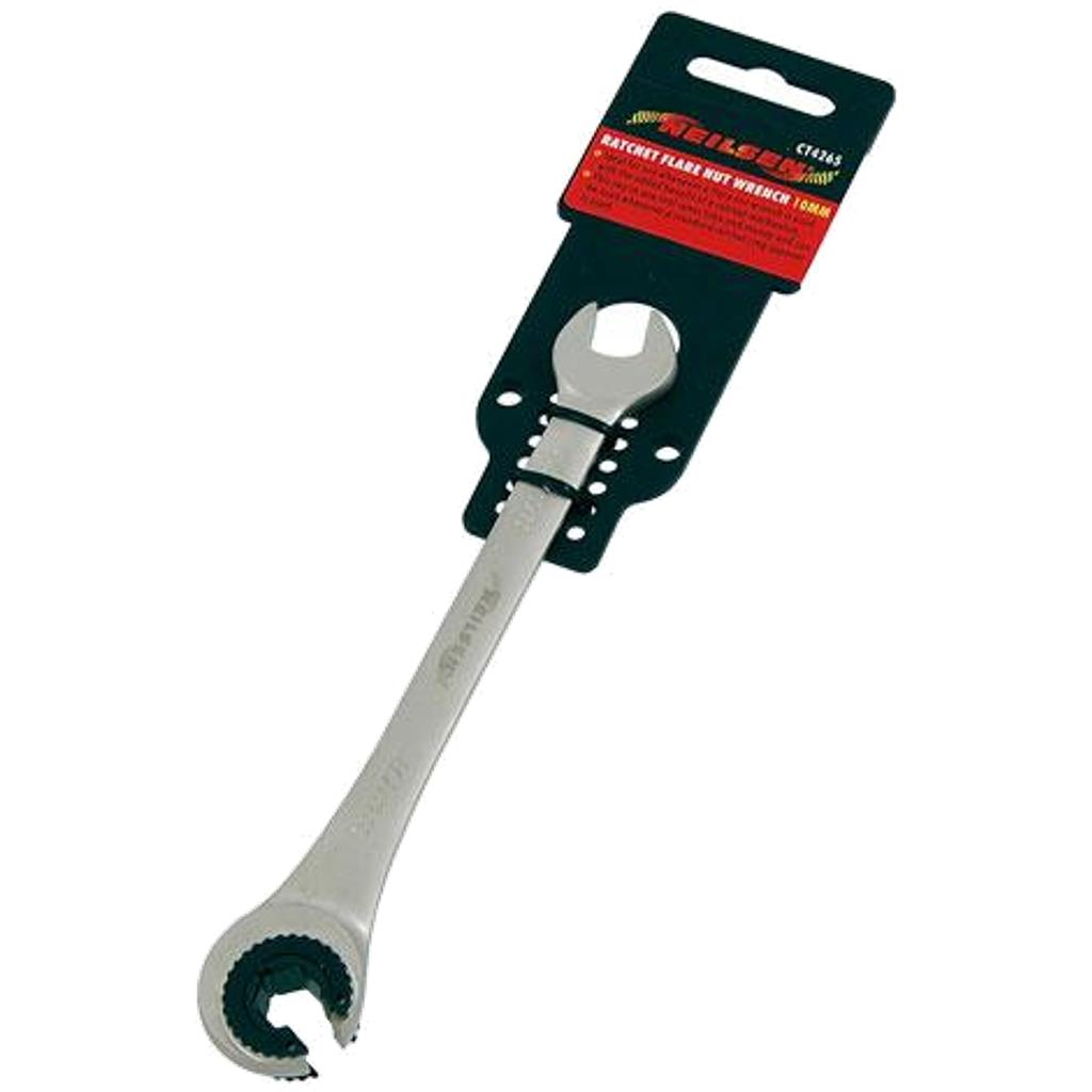 Neilsen 10mm Flare Nut Wrench Ratchet & Standard Open Ended Brake Pipe Spanner