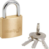 Bluespot 30mm Short Shackle Security Double Locking Brass Padlock & Keys Alike