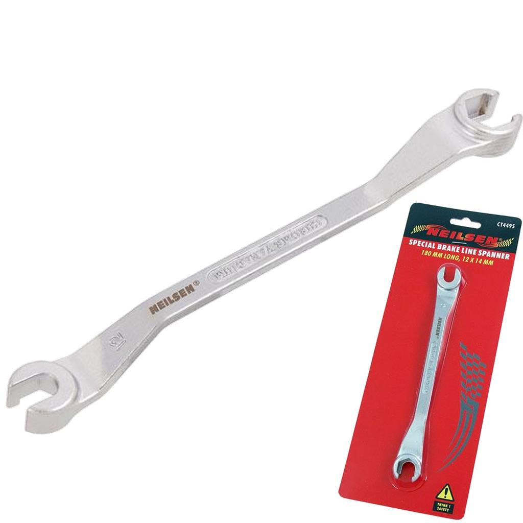 Neilsen Flare Nut Wrench Open-Ended Brake Line Pipe Spanner 12mm 14mm Tool