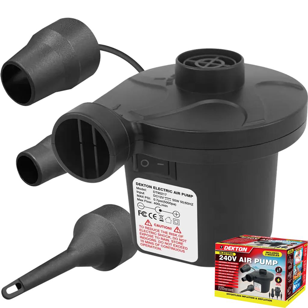 Dekton Electric Air Pump Inflator Deflate Inflatables Bed Pool Air Mattress