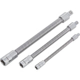 BlueSpot 3pc Socket Flexible Extension Bar 1/4" 3/8" 1/2" Drive Set Long Reach