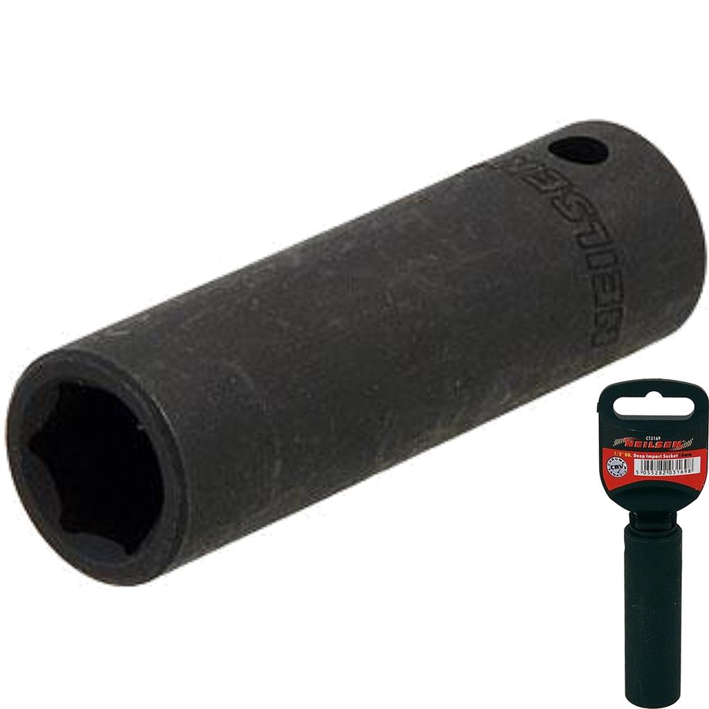 Neilsen 1/2" Drive Standard Deep Square Metric Single Impact Socket 16mm