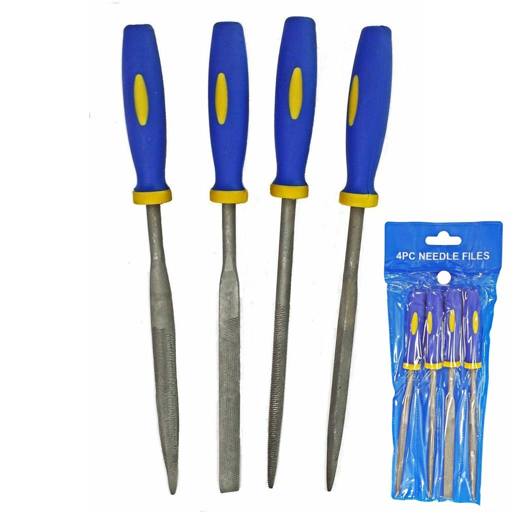 Toolzone 4pc Warding Long File Flat Half Round Triangular Steel Tool Set
