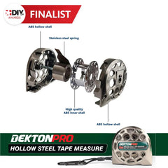 Dekton 5m Retractable Tape Measure Hollow Stainless Steel Tape Measure Home DIY