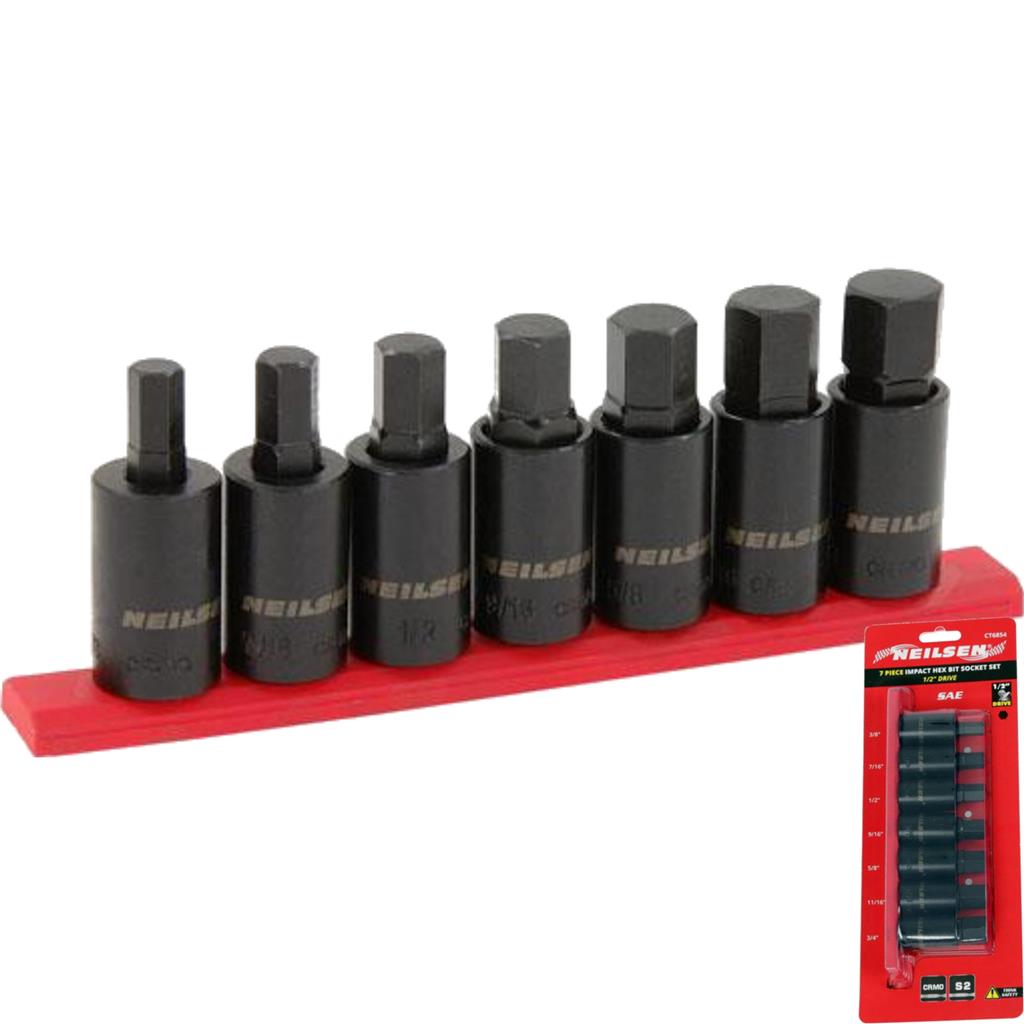 Neilsen Impact Hex Bit Socket Set 7pc T40 To T70 3/8" Drive Torx Tool Kit