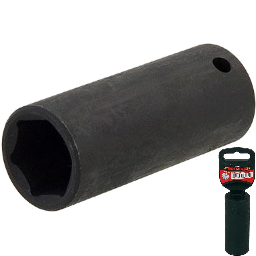 Neilsen 1/2" Drive Standard Deep Square Metric Single Impact Socket 22mm