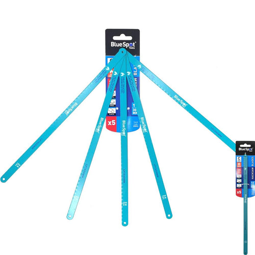 BlueSpot 5pc Hacksaw Blade Set 300mm Flexible Metal HSS 24 Tpi 12"