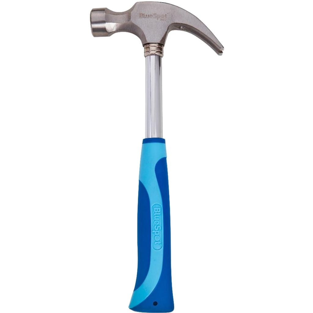 BlueSpot 20oz Claw Hammer Steel Shaft Rubber Grip Handel Hardened Curved Head