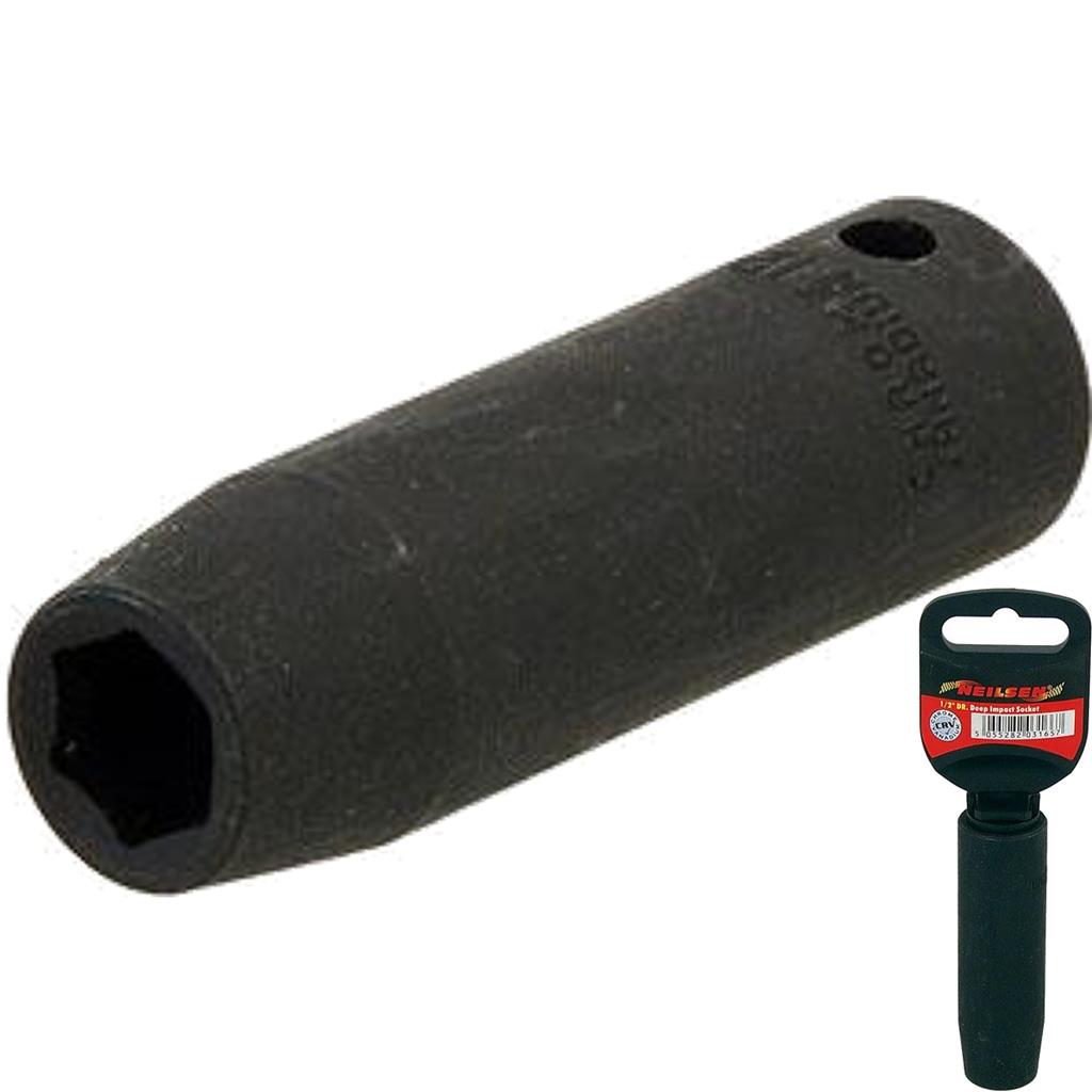 Neilsen 1/2" Drive Standard Deep Square Metric Single Impact Socket 12mm