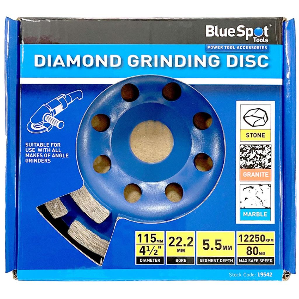 BlueSpot Dry Diamond Cutting Grinding Blade Disc Brick Grinder 115mm 4 1/2"