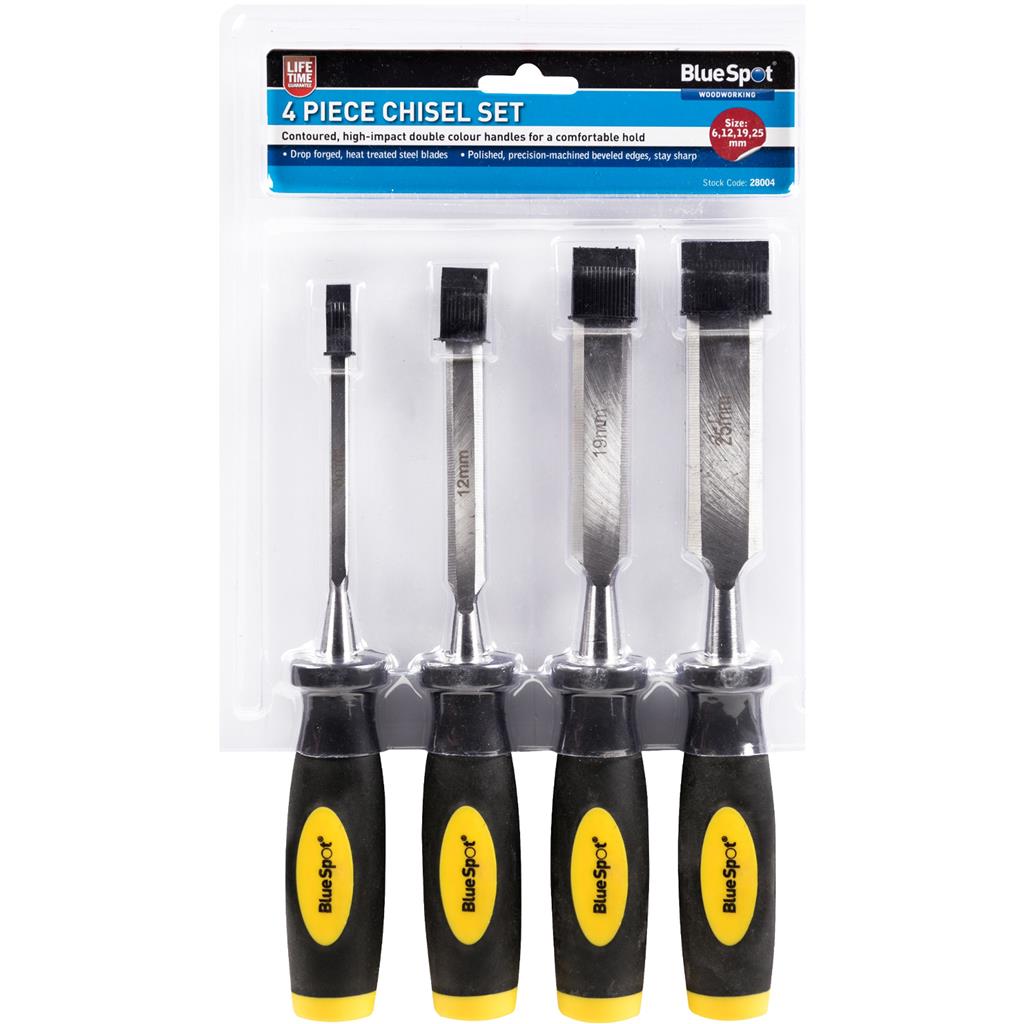 Neilsen 3pc Wood Bevel Edge Carpentry Joiner Woodwork Chisel Set Soft Grip