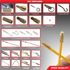 Dekton Mega Pro Cable Super Rod Kit 16m With Attachments Set Electrical Access