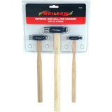 Neilsen 3pc Wooden Handle Pin Hammer Cross Ball Pein Tack Small Lightweight Set