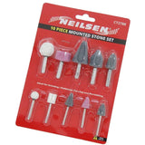 Neilsen 10pc Mounted Stone Point Grinding Head Wheel Drill Rotary Tool Set