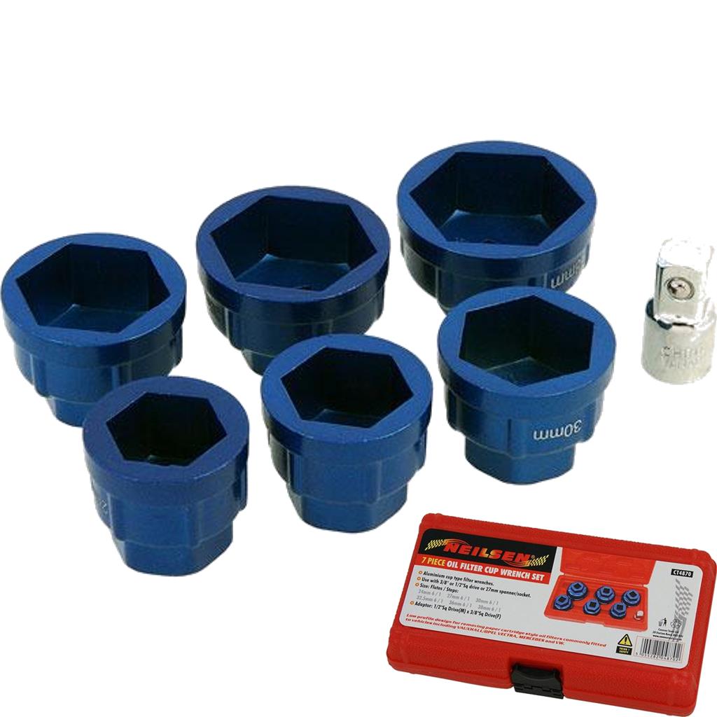 Neilsen Oil Filter Cap Removal Remover Wrench Tool Socket Set 7pc  24mm - 38mm