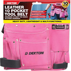 Dekton 10 Pocket Pink Leather Tool Nail Screw Pouch Belt Hammer Loop