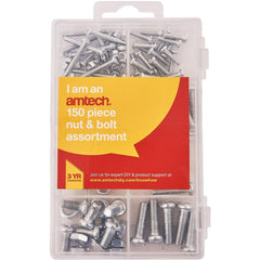 Amtech 150pc Assorted DIY Workshop Hardware Storage Nut and Bolt Kit Set