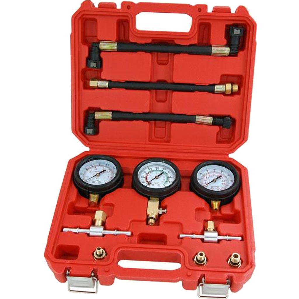 Neilsen 3pc Fuel Pressure Tester Car Motorcycle Compression Test Gauge Kit Set