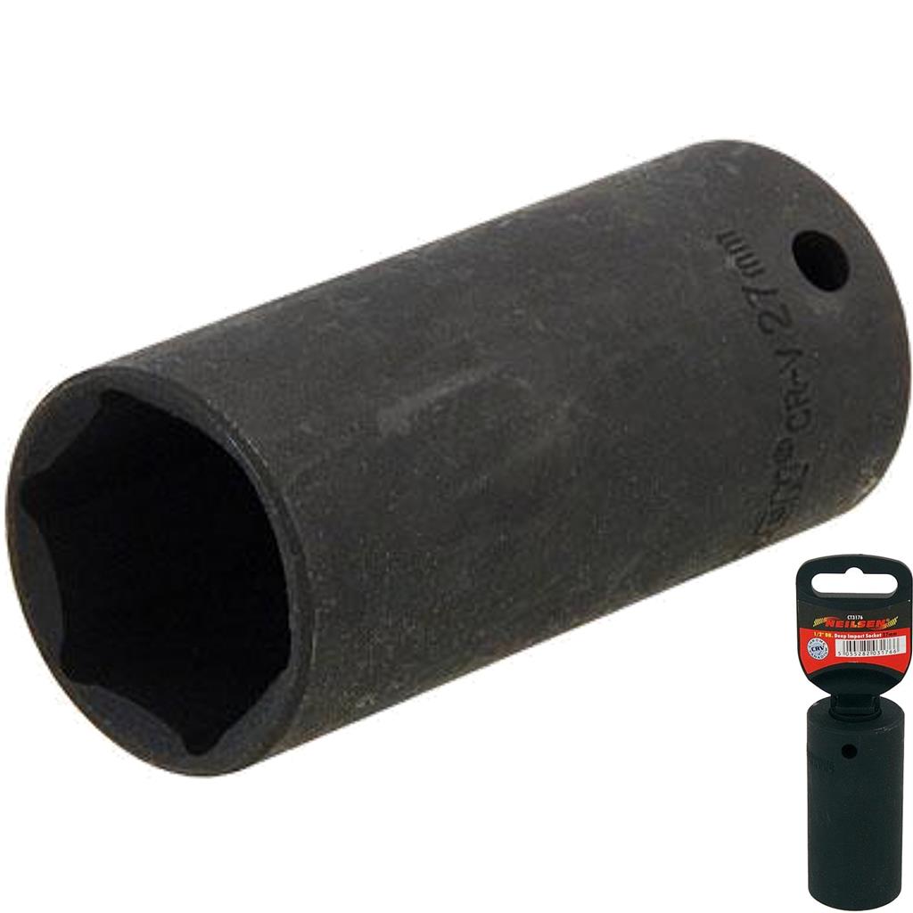 Neilsen 1/2" Drive Standard Deep Square Metric Single Impact Socket 27mm