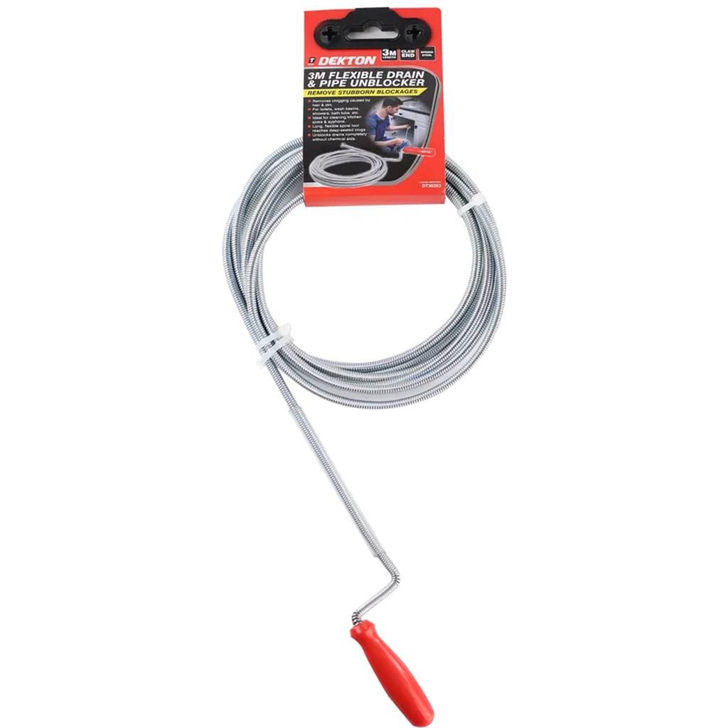 Bluespot 15ft Drain Waste Pipe Sink Cleaner Unblocker Spring Rod Toilet Plug