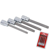 Neilsen 4pc Torx Bit Star Socket Set T40 -T50 Trx 3/8" Drive Sockets 100mm Deep