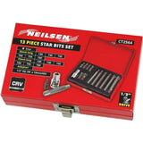 Neilsen 13pc Torx Bit Star Key Socket Long & Short Set 1/2" T30 - T60
