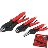 Neilsen 3pc Locking Mole Grip Vice Plier Set Long Nose Adjustable Wrench Pliers