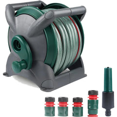 Dekton 20m Compact Outdoor Watering Garden Hose Reel Cart With Spray Nozzle Kit