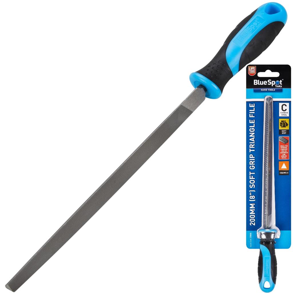 BlueSpot 200mm Triangular Soft Grip Filing 8" Metal Wood Shaping Tool Hand File
