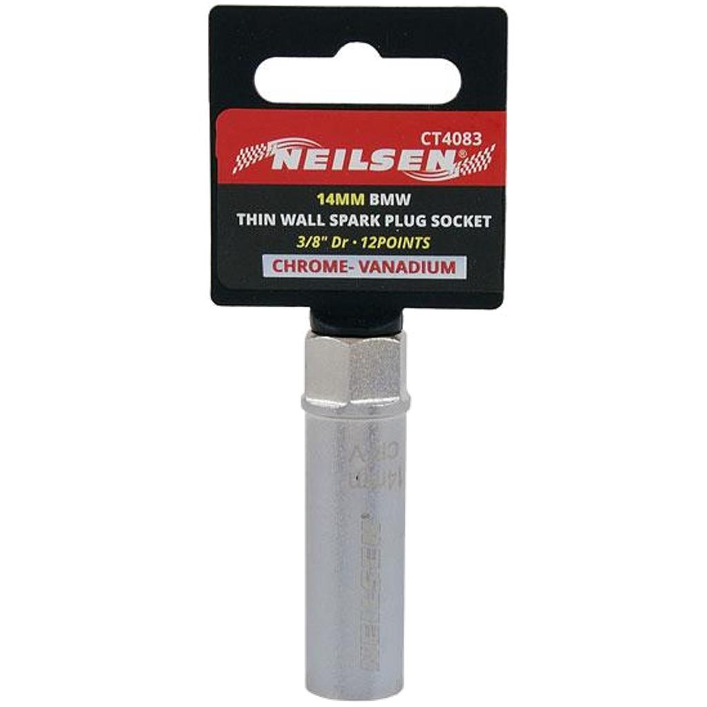Neilsen 3/8" Drive 14mm Long Bmw Thin Wall Spark Plug Deep Square Metric Socket