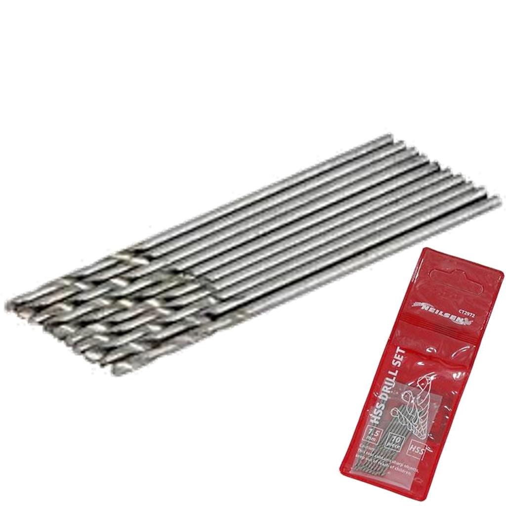 Neilsen 10pc Metal Hss Drill Set Pro Metric 1.5mm Steel Metal Wood Bits