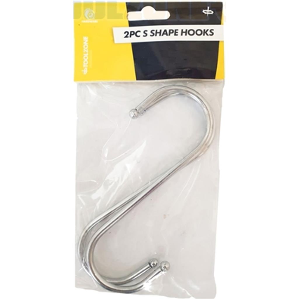 Toolzone 2pc Large Utility S Hooks Hanging Rail Pan Hanger Utensil Clothes Set