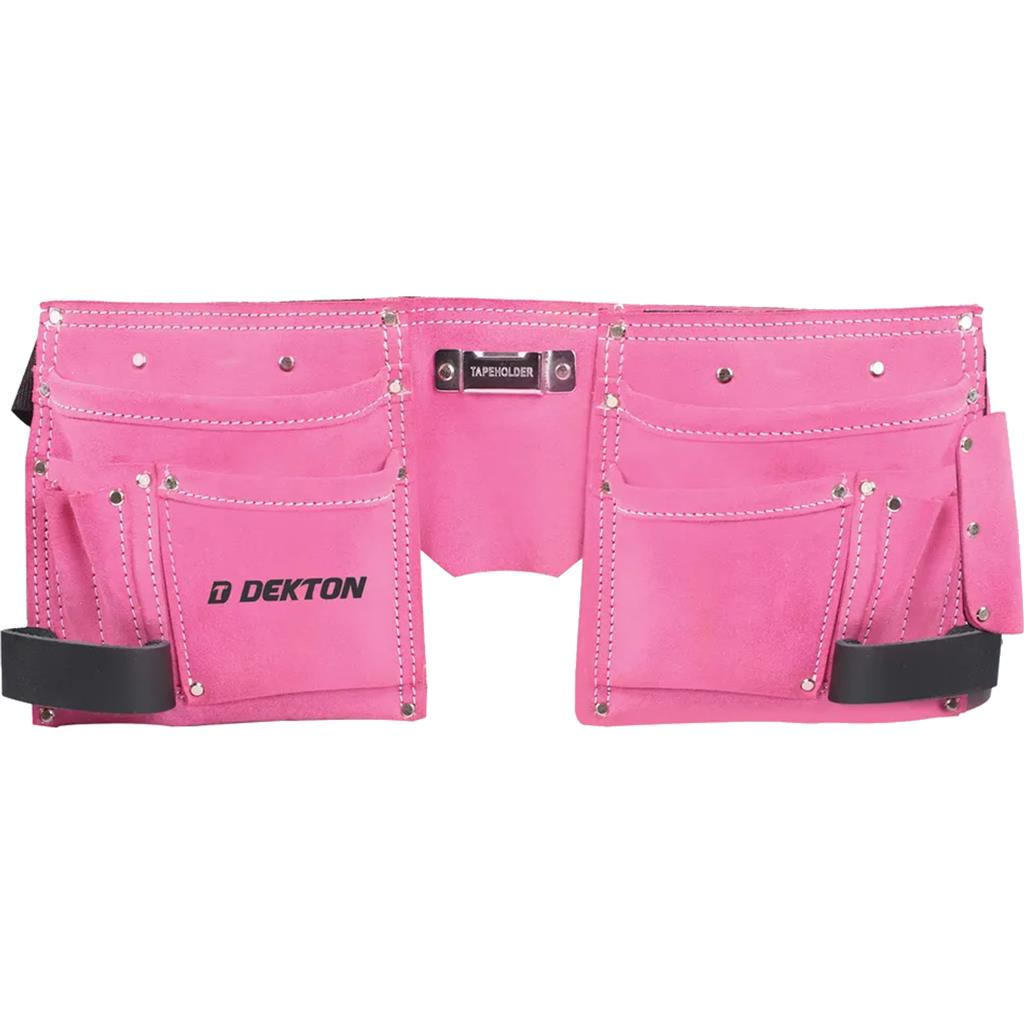 Dekton 10 Pocket Pink Leather Tool Nail Screw Pouch Belt Hammer Loop