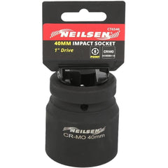 Neilsen 1" Drive Standard Shallow Square Metric Single Impact Socket 40mm