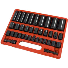 Neilsen 38pc Metric SAE Impact Sockets 8-24mm 3/4" 1/2" Drive Socket Set