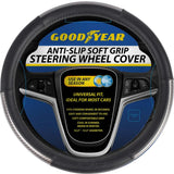 Goodyear Steering Wheel Glove Cover Black & Grey Gloss Leather Look Universal