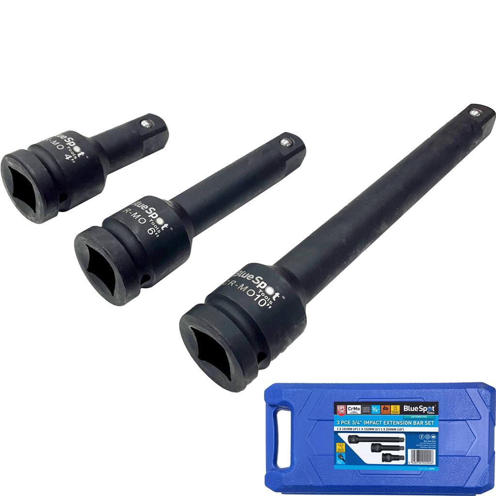 Bluespot 3pc 3/4" Socket Impact Extension Bar Set 4" 6" 10" Extra Long