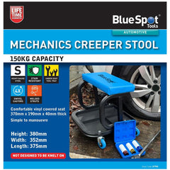 Bluespot Mechanic Creeper Mobile Work Chair Stool Storage Trolley Tray Seat