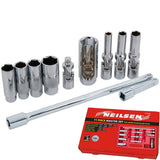 Neilsen 3/8" Long Glow Spark Plug Deep Square Metric Socket Set 8mm - 250mm