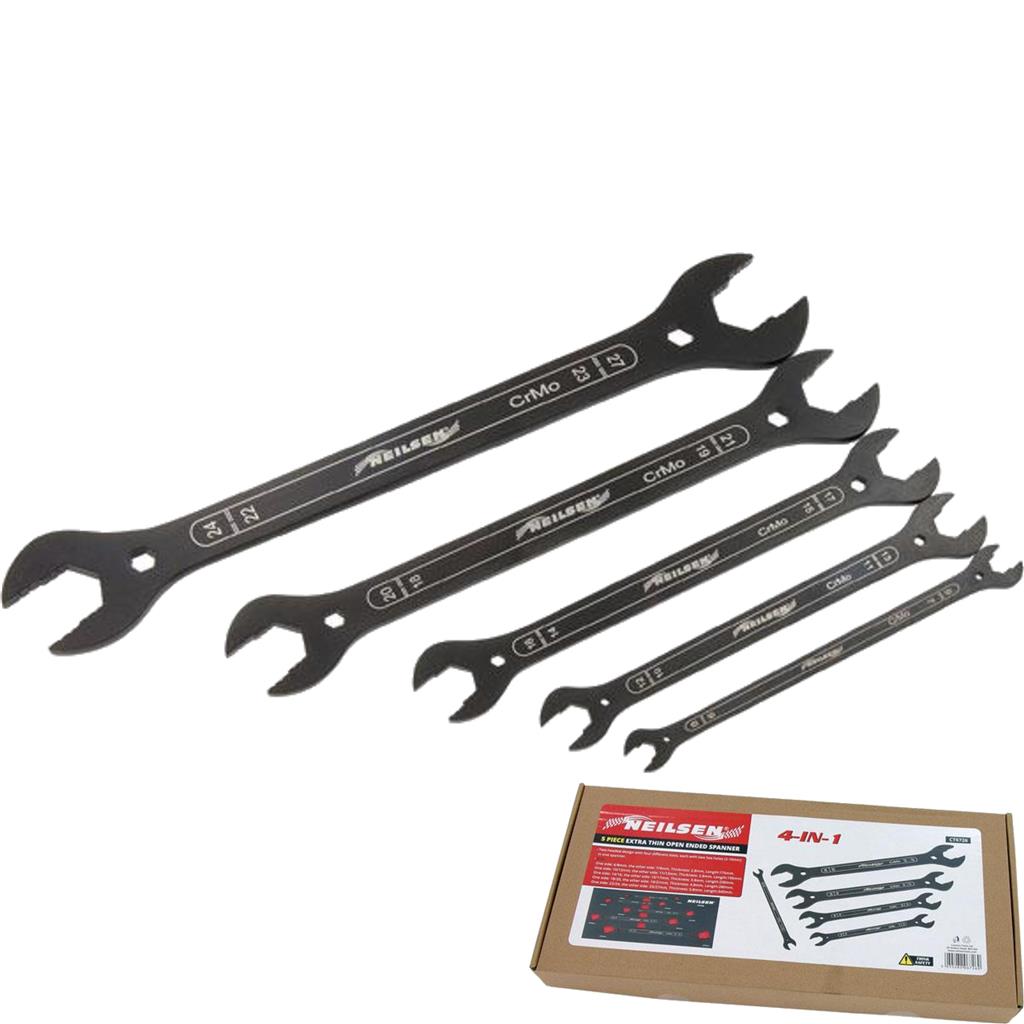 Neilsen 5pc Ultra Thin 4 in 1 Metric Open Ended Spanner Wrench Set 6mm - 27mm