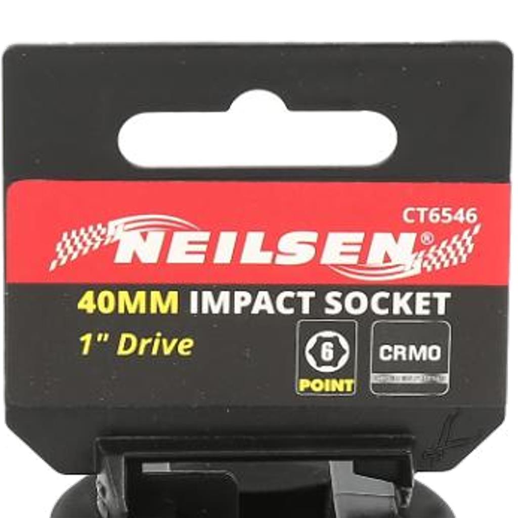 Neilsen 1" Drive Standard Shallow Square Metric Single Impact Socket 40mm