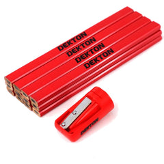 Dekton 12pc Hardwood Carpenters Pencils Builders Woodwork Joiners Sharpener Set